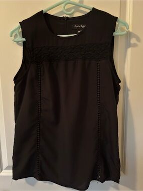 Charlie Paige Black Sleeveless Lace Detail Blouse